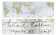 Michael Collins Signed Apollo Earth Orbit Chart From June 1969